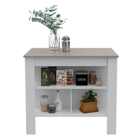 Mueble Auxiliar de Cocina Cala Ceniza y Blanco 103x90cm con Dos Entrepaños y con Tres Comportamientos - Cocinas | Bylmo