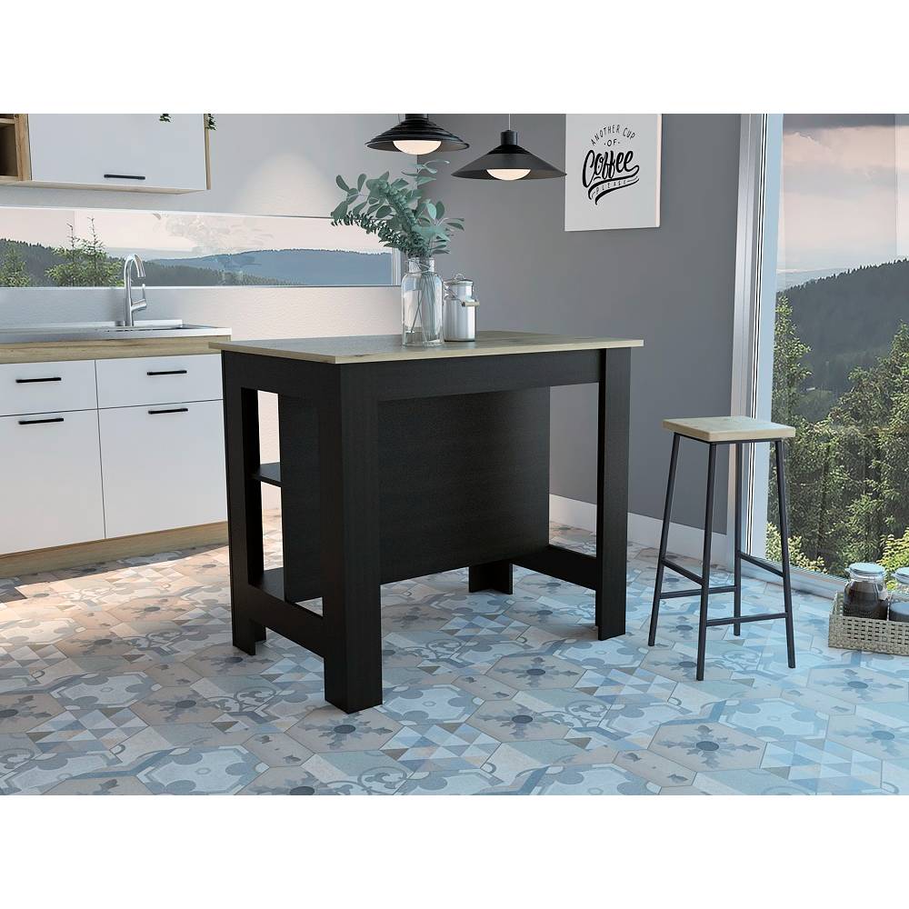 Mueble Auxiliar de Cocina Cala Wengue 103x90cm con Dos Entrepaños y Tres Compartimientos - Cocinas | Bylmo