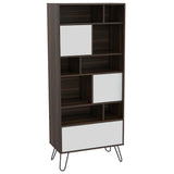 Biblioteca Vassel Habano y Blanco 72.3x171.2cm con Ocho Compartimientos y con Tres Cajones - Bibliotecas | Bylmo