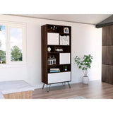 Biblioteca Vassel Habano y Blanco 72.3x171.2cm con Ocho Compartimientos y con Tres Cajones - Bibliotecas | Bylmo