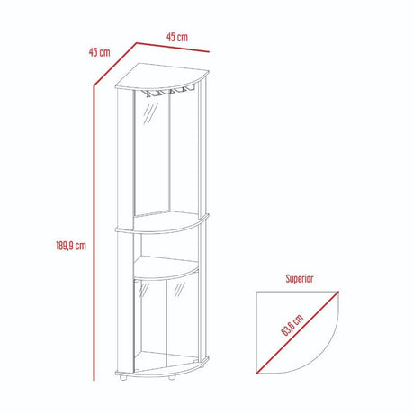 Bar Chicago Gales 45 cm con Espejo y Puertas de Vidrio - Bares | Bylmo