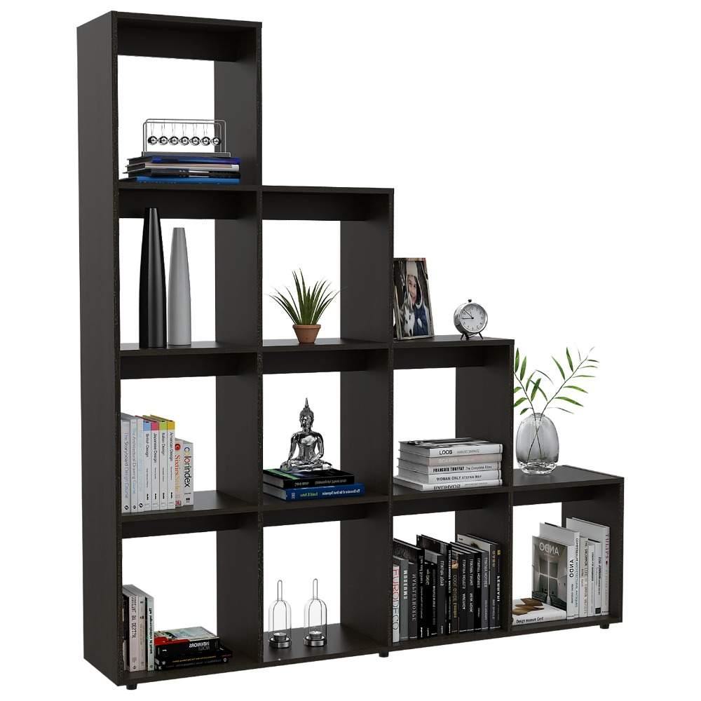 Biblioteca Escalera Beijing Wengue 155x169cm con Diez Compartimientos - Bibliotecas | Bylmo
