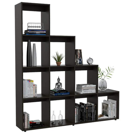 Biblioteca Escalera Beijing Wengue 155x169cm con Diez Compartimientos - Bibliotecas | Bylmo