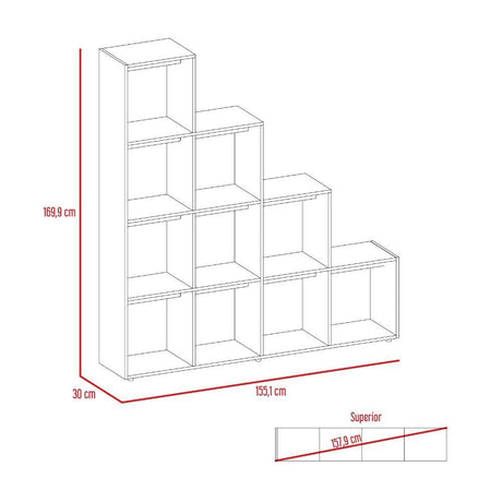 Biblioteca Escalera Beijing Wengue 155x169cm con Diez Compartimientos - Bibliotecas | Bylmo