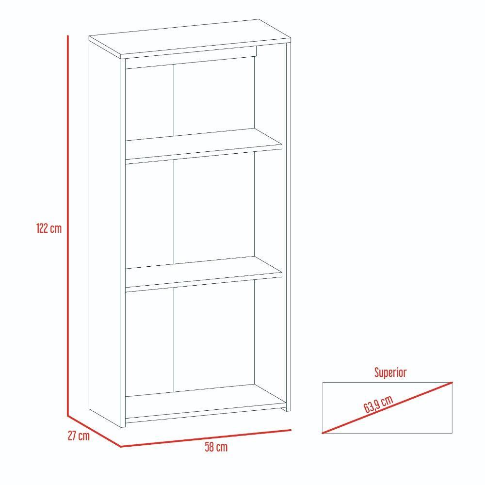 Biblioteca Kalo Duna 56x143cm con Tres Compartimientos - Bibliotecas | Bylmo