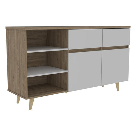 Arrimo Alina Miel y Blanco 140 cm con Dos Cajones y Dos Puertas - Bifes | Bylmo