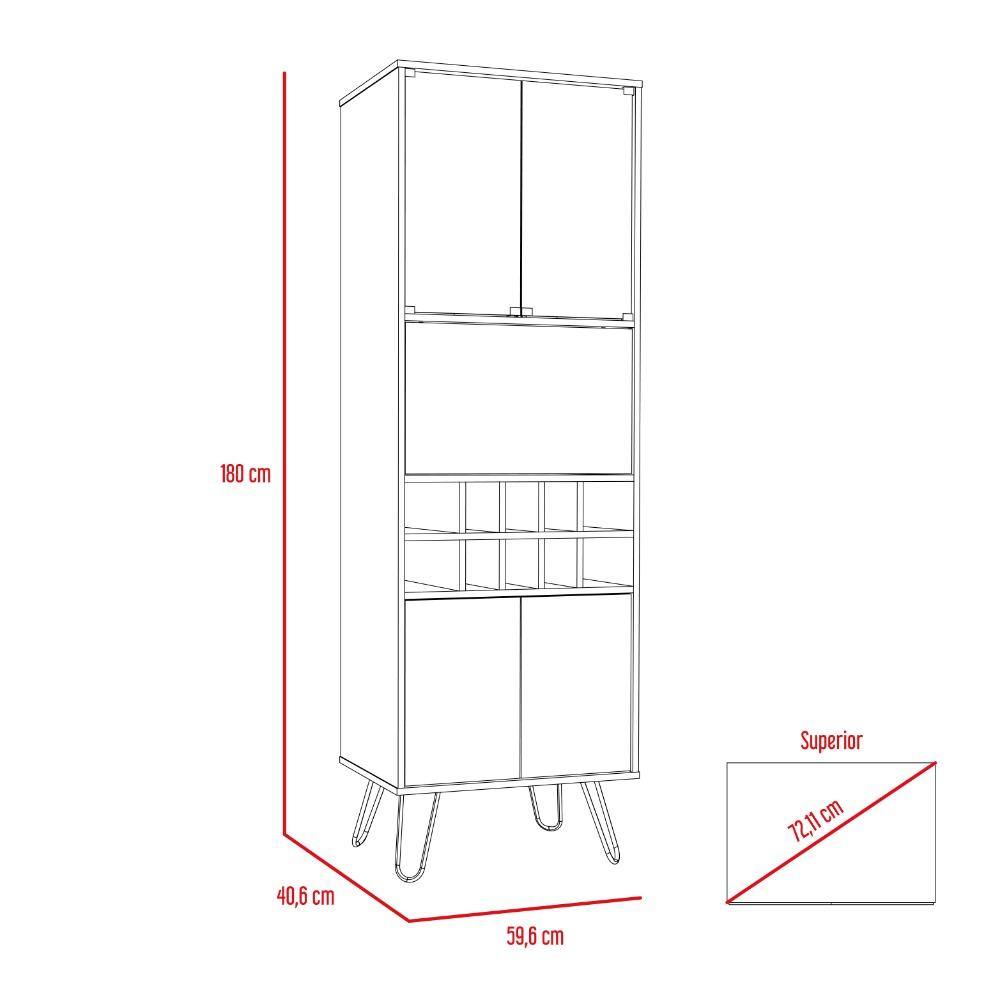 Bar Vassel Miel y Plomo 59x180cm con Tres Compartimientos y con Diez Portabotellas - Bares | Bylmo
