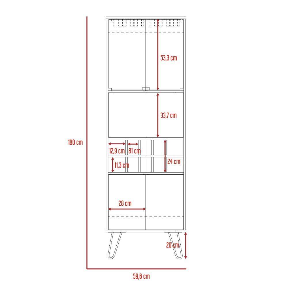 Bar Vassel Miel y Plomo 59x180cm con Tres Compartimientos y con Diez Portabotellas - Bares | Bylmo