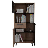 Biblioteca Bilbao Miel y Wengue 72x160cm con Tres Compartimientos y con Cuatro Cajones - Bibliotecas | Bylmo