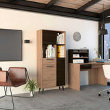 Biblioteca Bilbao Miel y Wengue 72x160cm con Tres Compartimientos y con Cuatro Cajones - Bibliotecas | Bylmo