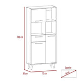 Biblioteca Bilbao Miel y Wengue 72x160cm con Tres Compartimientos y con Cuatro Cajones - Bibliotecas | Bylmo