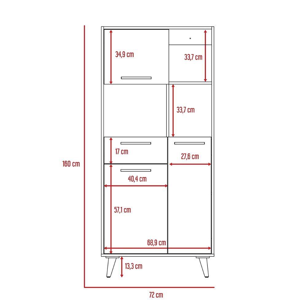 Biblioteca Bilbao Miel y Wengue 72x160cm con Tres Compartimientos y con Cuatro Cajones - Bibliotecas | Bylmo