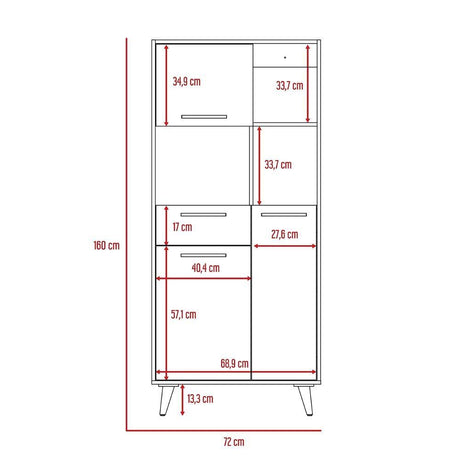 Biblioteca Bilbao Miel y Wengue 72x160cm con Tres Compartimientos y con Cuatro Cajones - Bibliotecas | Bylmo