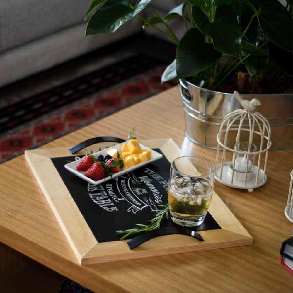 Bandeja de Servir Pino MDF Moderna 44x34cm Negro - Cocinas | Bylmo