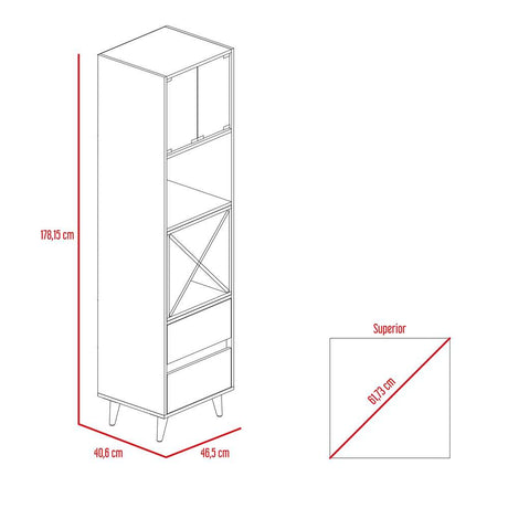 Bar Salem Miel y Plomo 46 cm con Cajones y Puertas de Vidrio - Bares | Bylmo