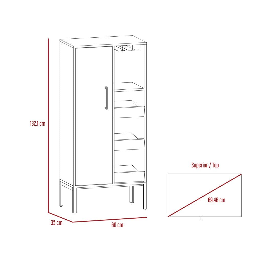 Bar Soho Bellota 60 cm con Una Puerta y Entrepaños Laterales - Bares | Bylmo