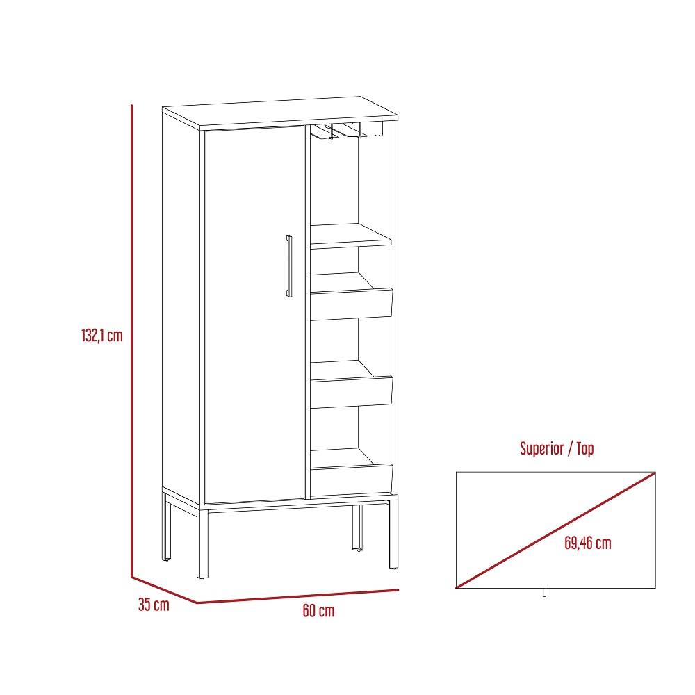 Bar Soho Plus Bellota 60 cm con Una Puerta y Entrepaños Laterales - Bares | Bylmo
