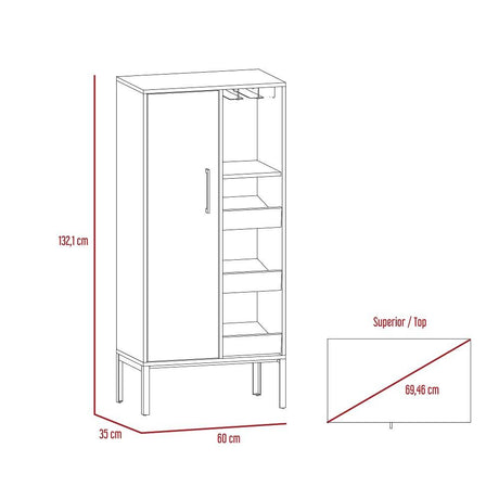 Bar Soho Plus Bellota 60 cm con Una Puerta y Entrepaños Laterales - Bares | Bylmo