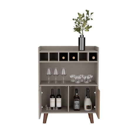 Bar Bajo Funes Taupe 78 cm con Almacenamiento y Puertas - Bares | Bylmo