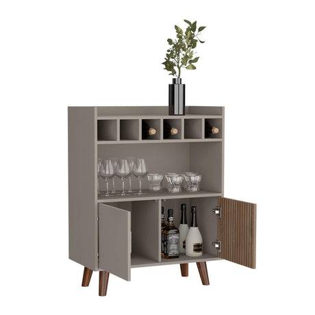 Bar Bajo Funes Taupe 78 cm con Almacenamiento y Puertas - Bares | Bylmo