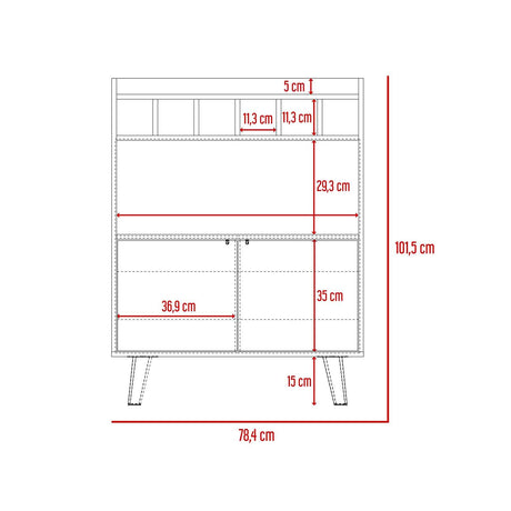 Bar Bajo Funes Taupe 78 cm con Almacenamiento y Puertas - Bares | Bylmo
