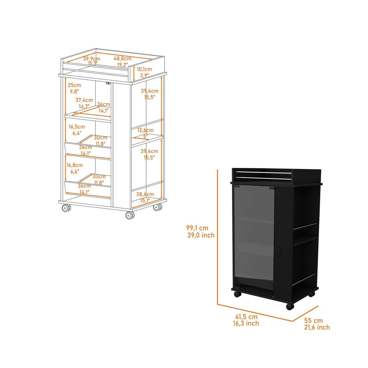 Bar Baltimore Wengue 55x99cm sin Cajones y sin Portabotellas - Bares | Bylmo