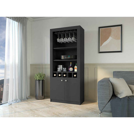 Bar Wengue 75x176cm con Un Cajón y con Cinco Portabotellas - Bares | Bylmo