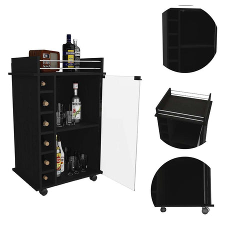 Bar Dukat Wengue 55x89cm sin Cajones y con Seis Portabotellas - Bares | Bylmo