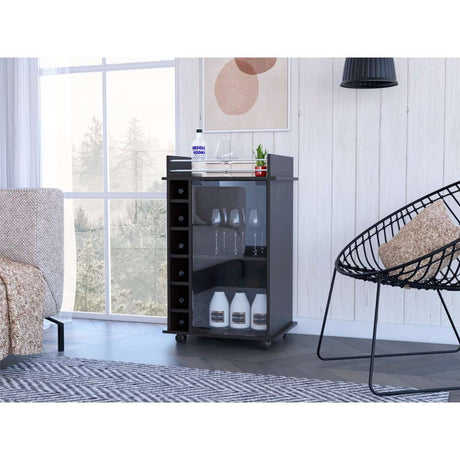 Bar Dukat Wengue 55x89cm sin Cajones y con Seis Portabotellas - Bares | Bylmo