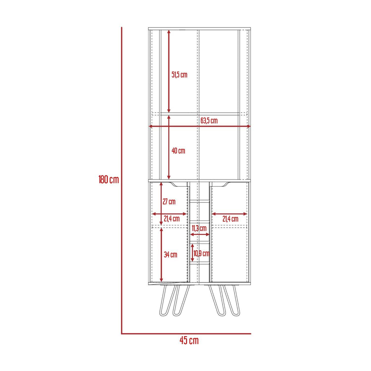 Bar Esquinero Esquinero Audra Duna 45x180cm con Dos Cajones y con Cinco Portabotellas - Bares | Bylmo