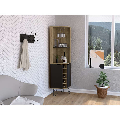 Bar Esquinero Audra Macadamia y Wengue 45 cm con Dos Puertas - Bares | Bylmo
