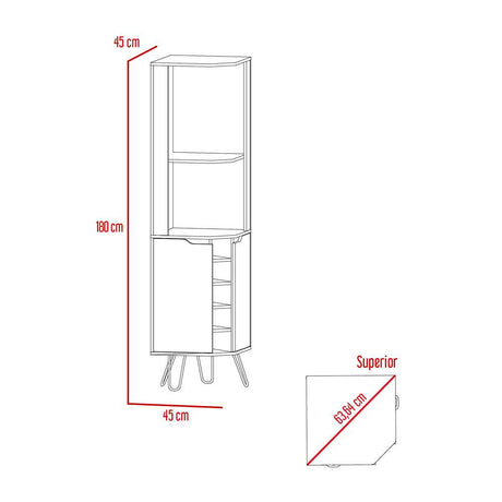 Bar Esquinero Audra Macadamia y Wengue 45 cm con Dos Puertas - Bares | Bylmo
