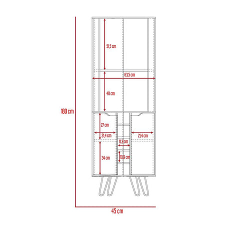 Bar Esquinero Audra Macadamia y Wengue 45 cm con Dos Puertas - Bares | Bylmo