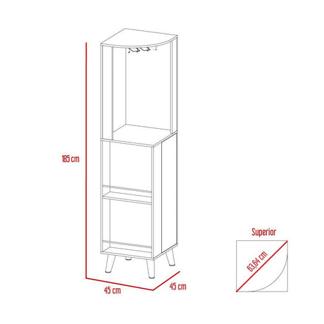 Bar Esquinero Cincinatti Bellota 45 cm con Cajón Lateral - Bares | Bylmo