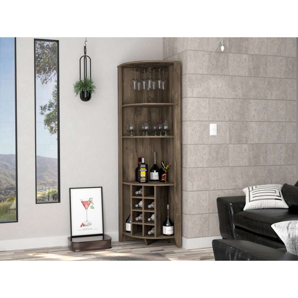 Bar Esquinero Esquinero Essential Bellota 49x180.6cm sin Cajones y con Ocho Portabotellas