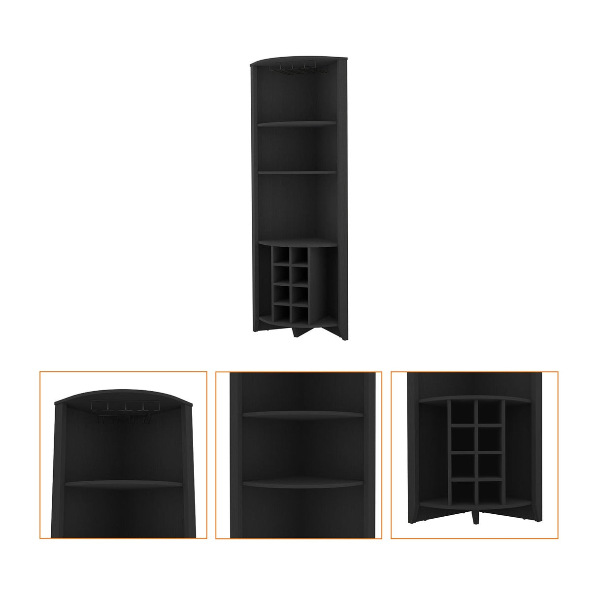 Bar Esquinero Essential Wengue 181 cm con Colgadero de Copas y Almacenamiento - Bares | Bylmo