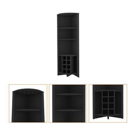 Bar Esquinero Essential Wengue 181 cm con Colgadero de Copas y Almacenamiento - Bares | Bylmo