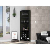 Bar Esquinero Essential Wengue 181 cm con Colgadero de Copas y Almacenamiento - Bares | Bylmo