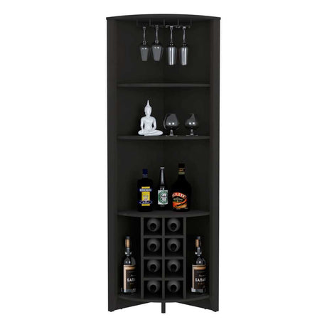 Bar Esquinero Essential Wengue 49x180.6cm sin Cajones y con Diez Portabotellas - Bares | Bylmo