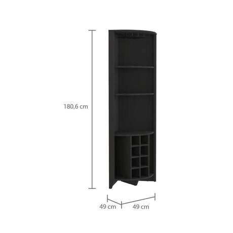 Bar Esquinero Essential Wengue 49x180.6cm sin Cajones y con Diez Portabotellas - Bares | Bylmo
