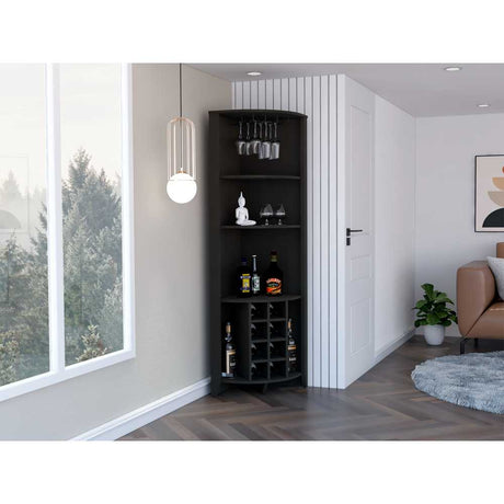 Bar Esquinero Essential Wengue 49x180.6cm sin Cajones y con Diez Portabotellas - Bares | Bylmo