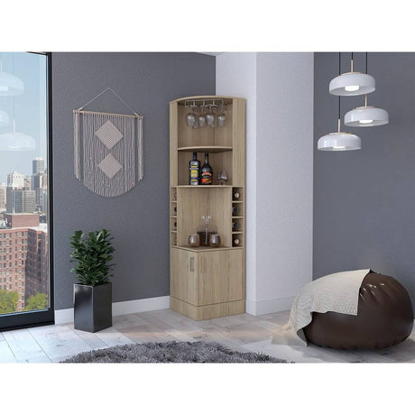 Bar Esquinero Kava Rovere 46.9x180cm con Un Cajón y con Ocho Portabotellas - Bares | Bylmo