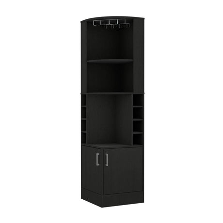 Bar Esquinero Kava Wengue 46.9x180cm con Un Cajón y con Ocho Portabotellas - Bares | Bylmo