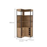 Bar Esquinero Esquinero Magnum Miel 77.5x180.4cm con Un Cajón y con Ocho Portabotellas