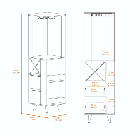 Bar Esquinero Salem Miel y Plomo 50 cm con Dos Cajones - Bares | Bylmo