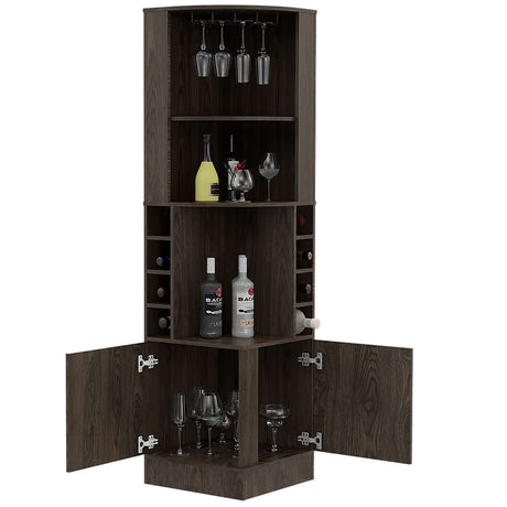 Bar Esquinero Esquinero Syrah Plus Coñac 46.9x180.6cm con Un Cajón y con Ocho Portabotellas - Bares | Bylmo