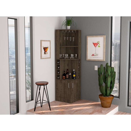 Bar Esquinero Esquinero Syrah Plus Coñac 46.9x180.6cm con Un Cajón y con Ocho Portabotellas - Bares | Bylmo
