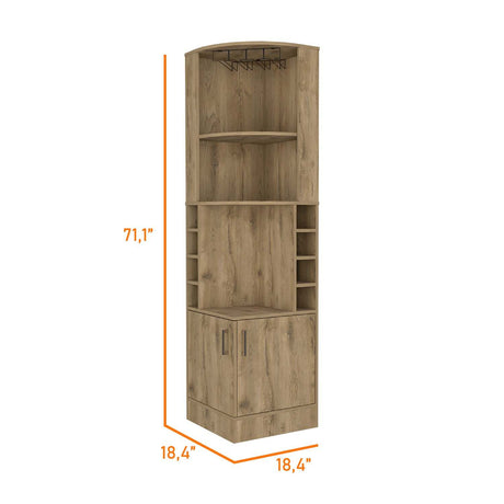 Bar Esquinero Syrah Macadamia 47x181cm con Un Cajón y con Ocho Portabotellas - Bares | Bylmo