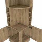 Bar Esquinero Syrah Macadamia 47x181cm con Un Cajón y con Ocho Portabotellas - Bares | Bylmo