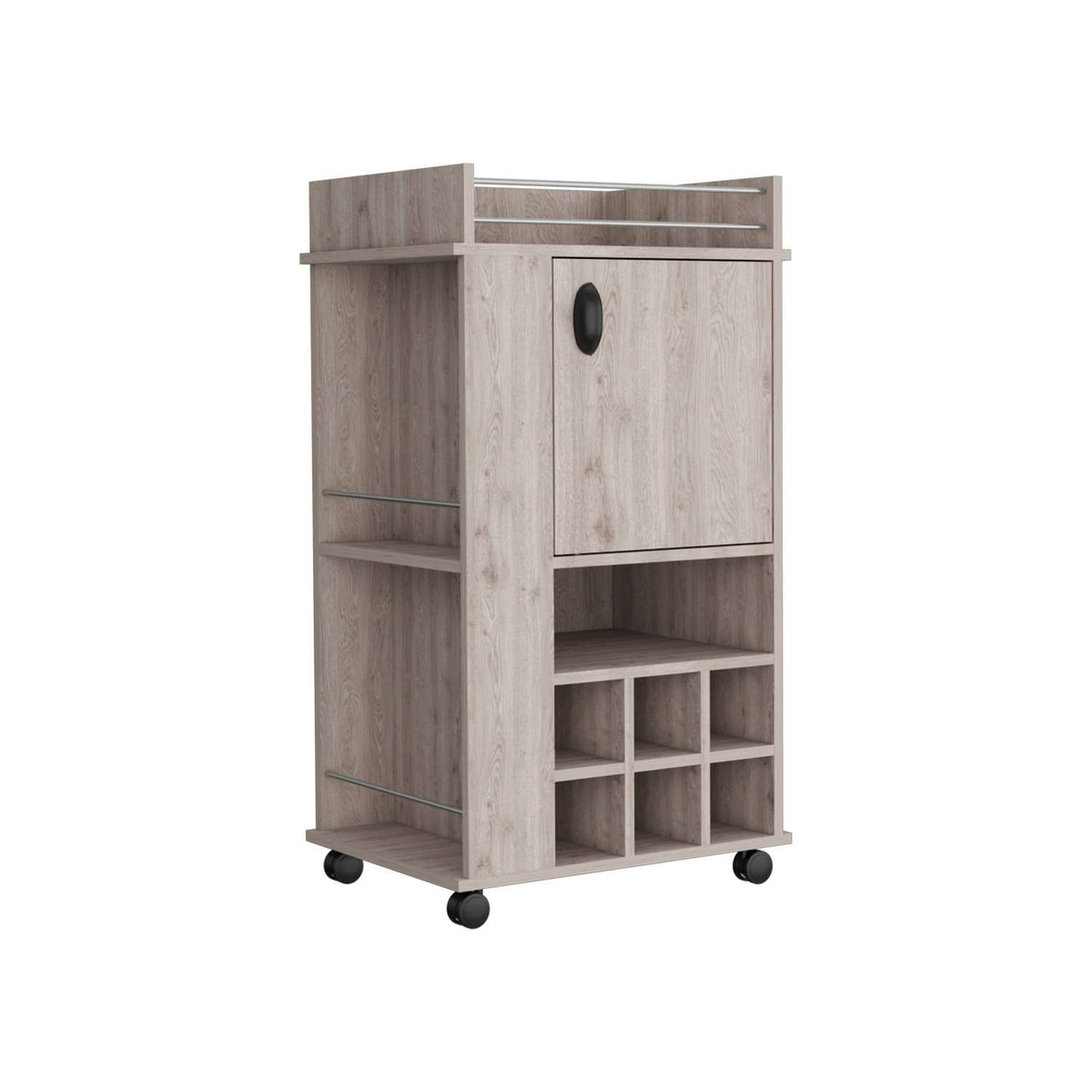 Bar Fargo Ceniza 55x99cm con Un Cajón y con Seis Portabotellas - Bares | Bylmo